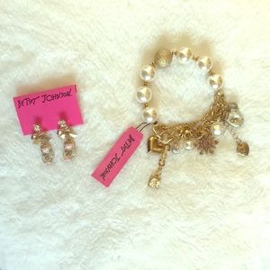 Betsey Johnson earrings and bracelet combo